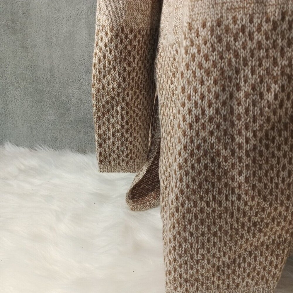 NWT Karen Scott Long Textured Cardigan Sweater LARGE(12-14) Pullover Tan Brown - Picture 5 of 14